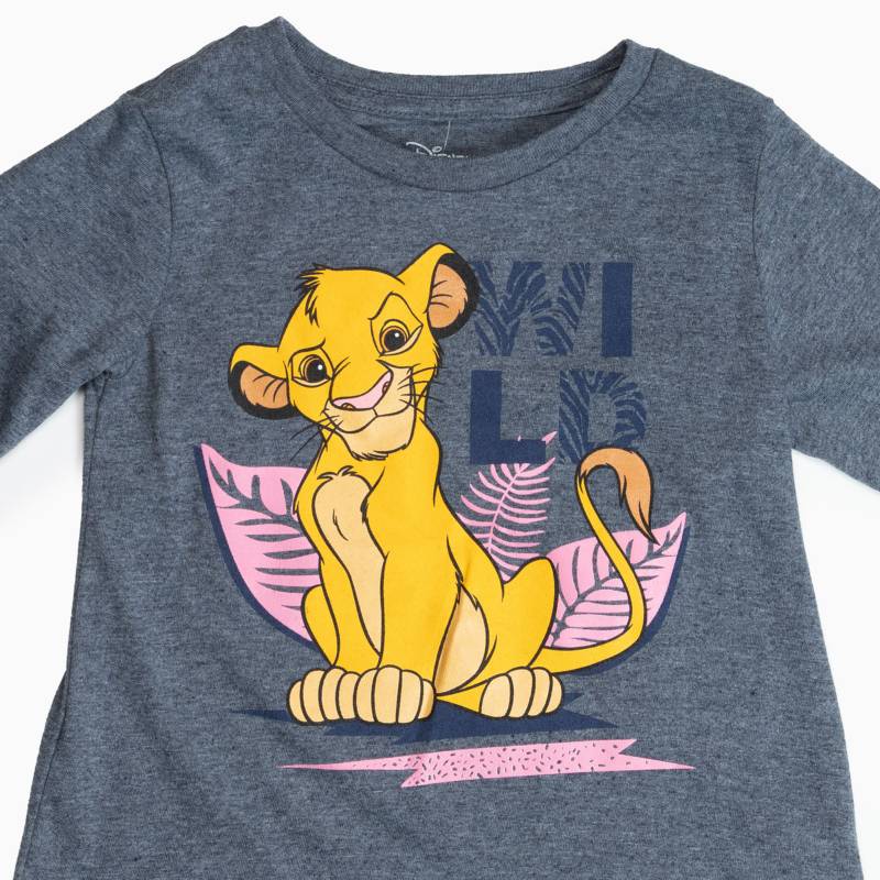 DISNEY Polera Manga Larga Ni a Rey Leon Flor Azul Disney