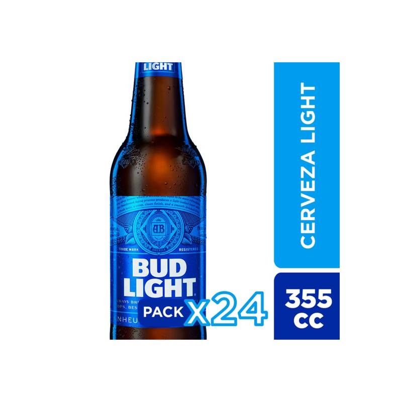 BUDWEISER - Cerveza Budlight botellin 24 Unidades 355 cc