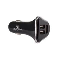 ULTRA - Cargador Para Automovil 2 Puertos USB Carga Rapida 12V 3A Negro Ultra