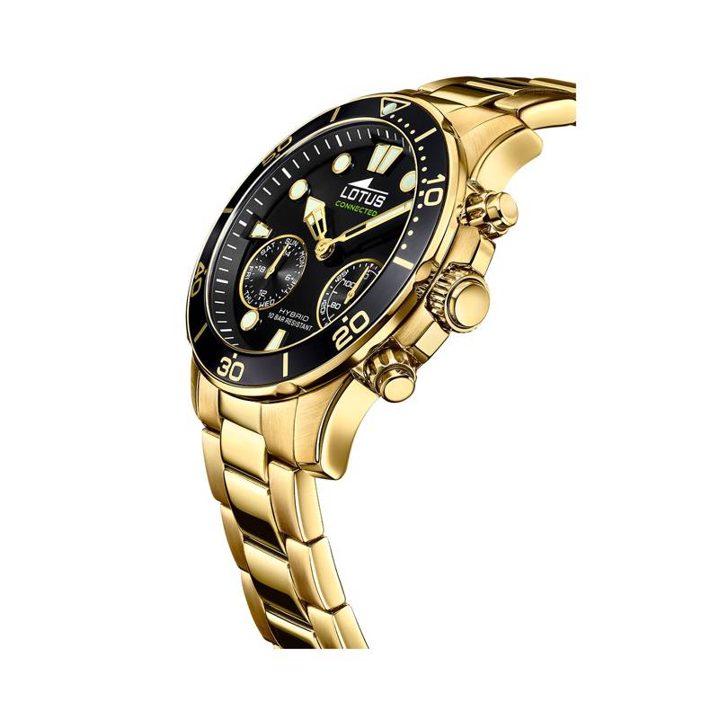 Reloj para hombre Lotus negro deportivo con brazalete de acero