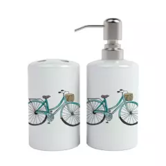 PAPER HOME - Set de baño Cerámica diseño Bicicleta 2 piezas Paper-Home