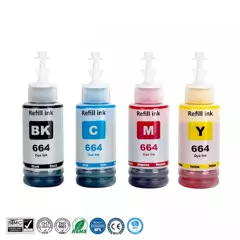 PREMIUM - Tinta T664 Pack 4 Colores Compatible con EcoTank L110/220/355/395/455