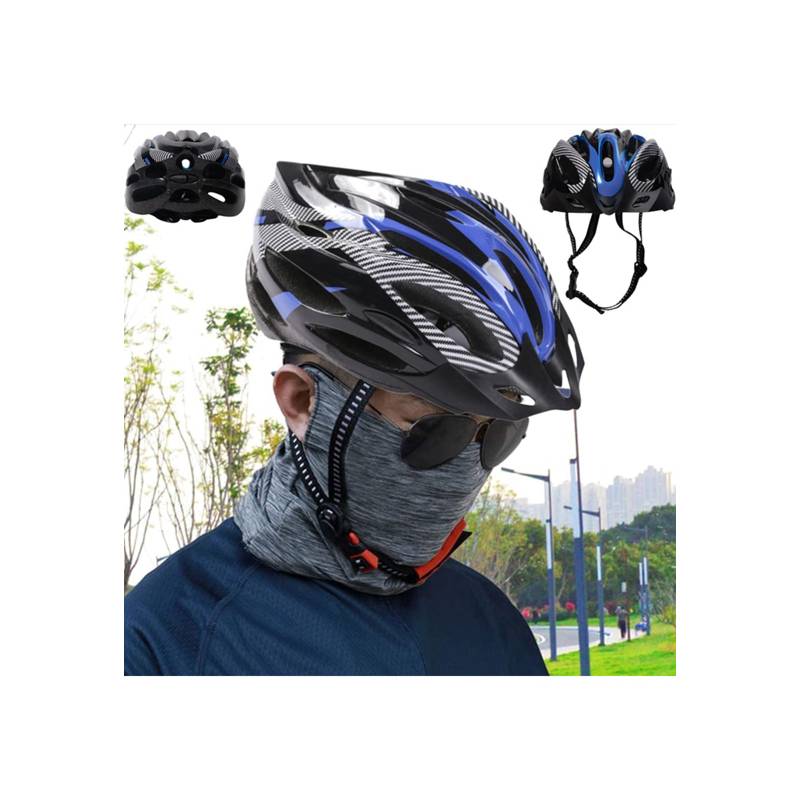 GENERICO Casco Azul Bicicleta Profesional Full Seguridad Con Luz