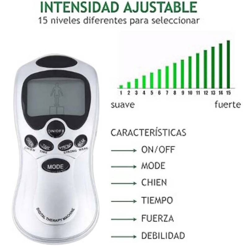 Tens 8 Parches Electroestimulador Electrofísico Terapia Kine