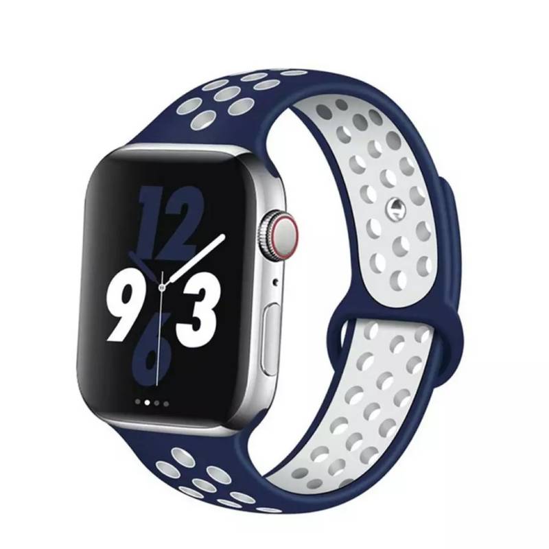 GENERICO - Correa deportiva para Apple Watch y similares 42-44-45mm SM AzulBlanco