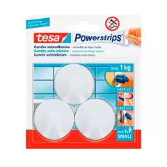 TESA - Pack 6 Perchas Gancho Redondo Adhesivo  Blanco Tesa, 1kg