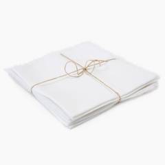 GENERICO - Set 6 servilletas desflecadas de cóctel lino blanco 25x25 cm