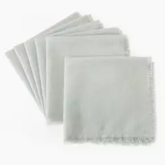 GENERICO - Set 6 servilletas desflecadas de cóctel lino gris claro 25x25 cm