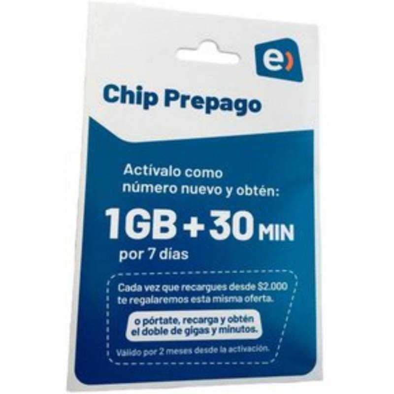ENTEL - Pack 3 chip prepago entel 1gb + 30 minutos por 2 meses