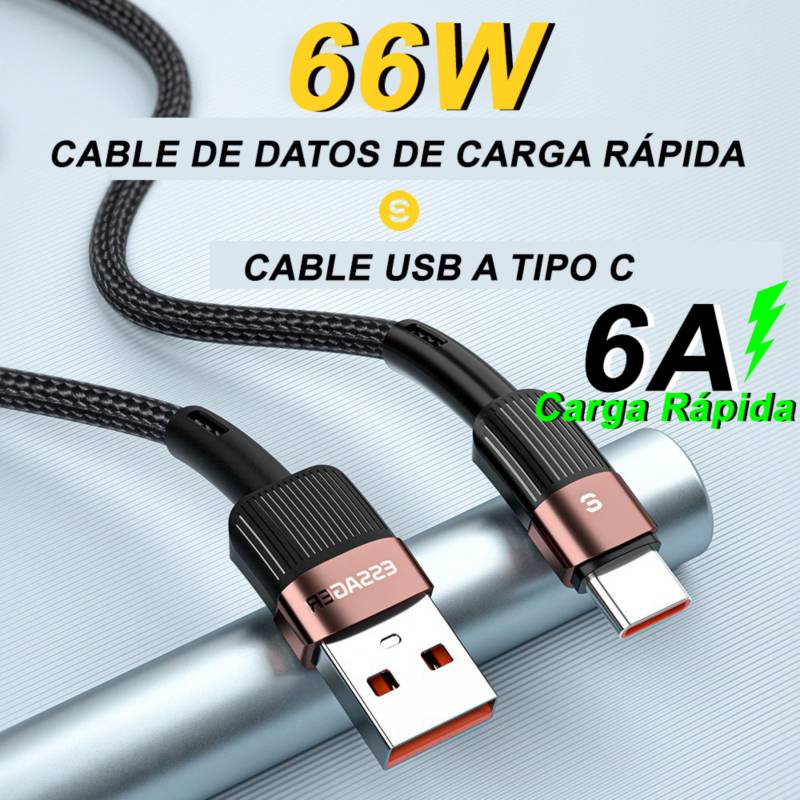  Cable de carga rápida USB a tipo C de 66 W, cable de