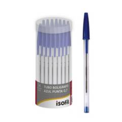 ISOFIT - Set lápices tubo boligrafo azul Isofit 0,7mm x 24ud