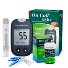 ON CALL - Glucómetro Medidor de Glucosa On Call Extra 60 Cintas y 10 Lancetas
