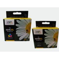 LOGIC - Pack 2 Cartuchos Alternativo H-664 Xl Negro Y Colores 2.0