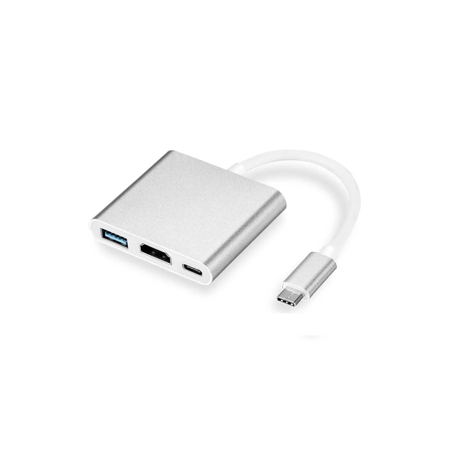 Adaptador USB Hub Usb 3.0 Tipo C HDMI PC o Mac 3 en 1 con carga - MundoChip
