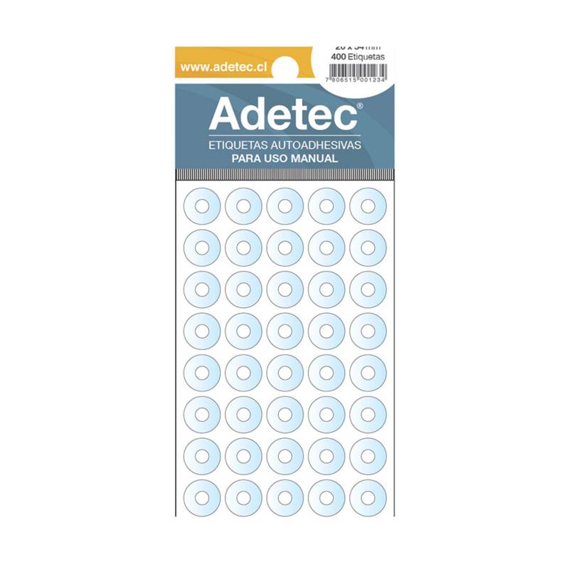 ADETEC - 400 Etiquetas Manual Ojetillos Adhesivos De Plastico - 704
