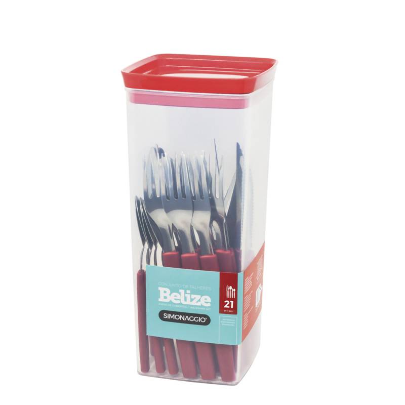 GENERICO - Set de cubiertos Simonaggio belize contenedor 21 piezas rojo