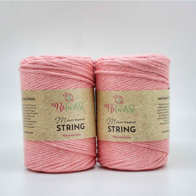 RETWISST YARN Macrame String Algodón Peinado 3mm Rosa - Pack 2 unidades |  Falabella.com