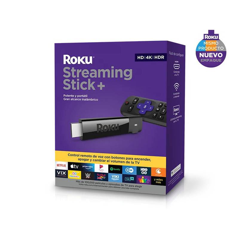 ROKU - Roku Streaming Stick+ 3810 de voz 4K 1GB negro con 1GB RAM - Techfun
