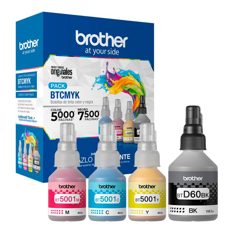 BROTHER - Pack de Tintas Brother BT5001 CMY  BTD60BK Negro
