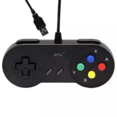GENERICO - Control Negro Super Nintendo Colores Con Cable USB