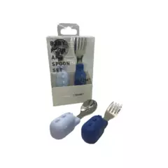 HEORSHE - Set de cubiertos bebe cuchara y tenedor Azul
