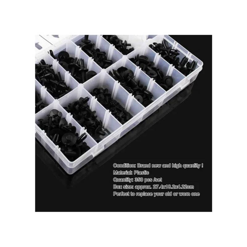 GENERICO Caja 350 Clips Fijacion Broche Retencion Plastico Tapabarro