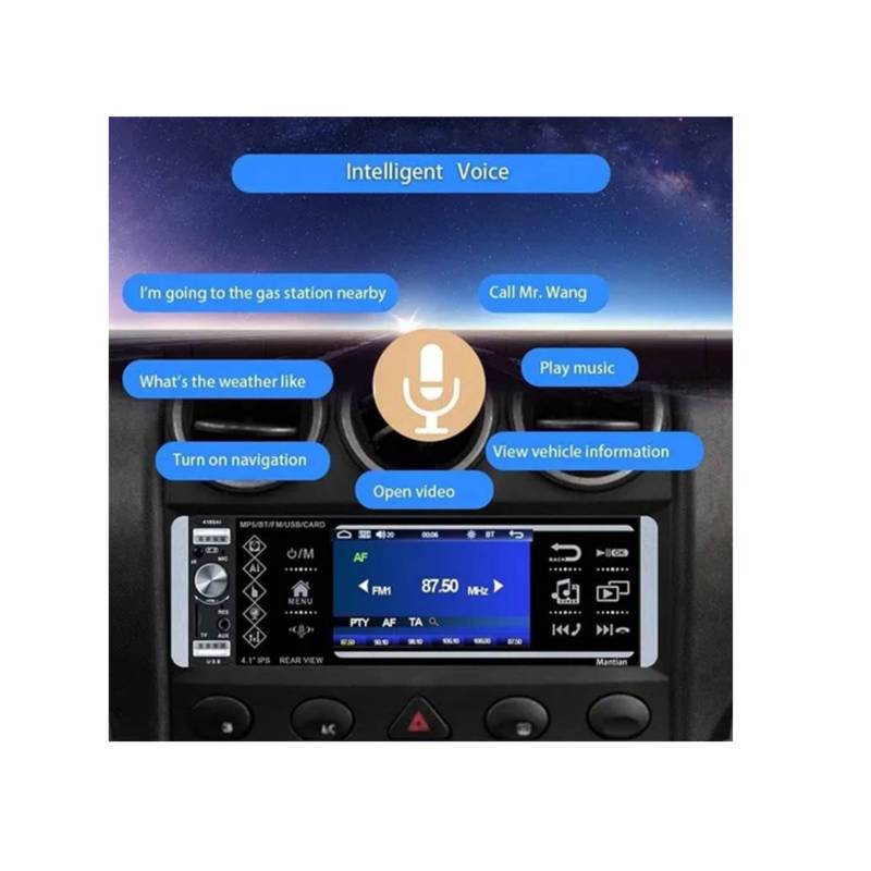 RADIO AUTO 1 DIN CON PANTALLA 4 BLUETOOTH MP3 USB CONTROL