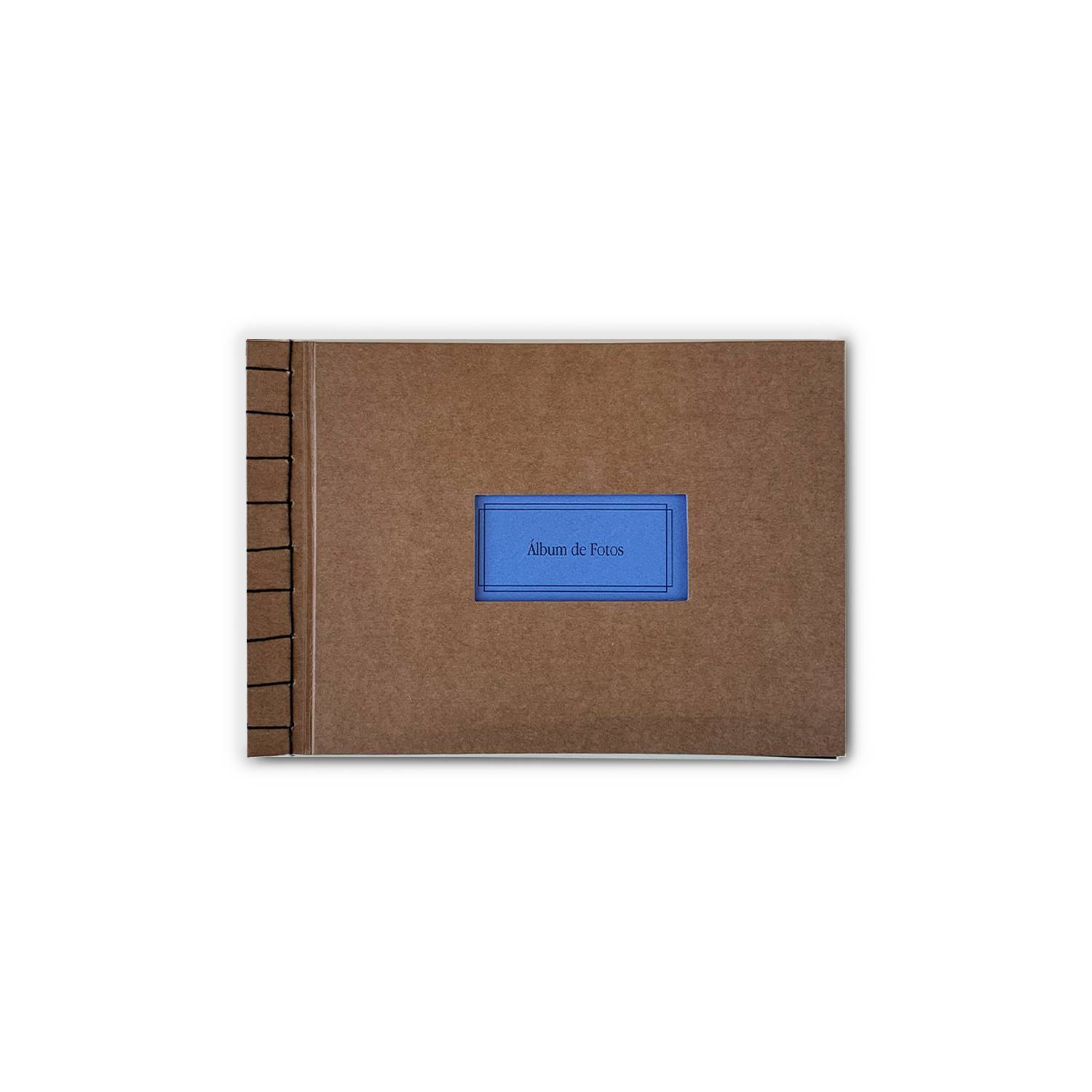 Álbum Artesanal - 40 fotos 10x15 cm - Hojas negras - Kraft con Azul