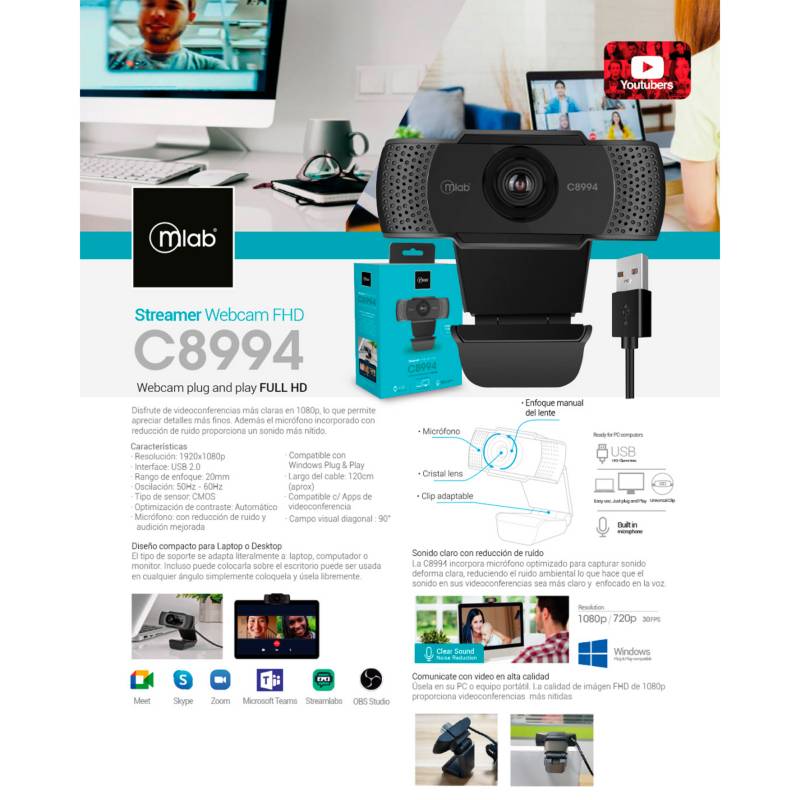 Camara Web Logitech C920 Pro Full Hd Usb 2.0 Windows Computación