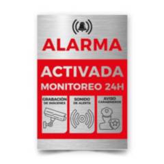 LETREROMANIA - Letrero Metalizado Alarma Activada 24hrs A 30x20cm Metalico