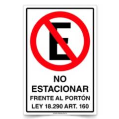 LETREROMANIA - Letrero No Estacionar Frente Al Porton Con Ley 30x20cm Metalico