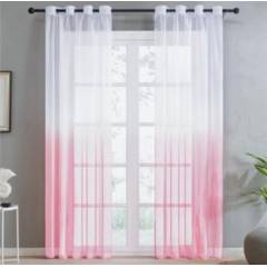 UNIVERSAL - set 2 cortinas tipo visillo degrade 140x220 c/u, color rosado