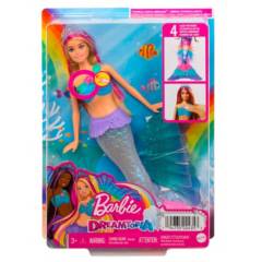 BARBIE - Muñeca Barbie Sirena Cola Luces Brillantes