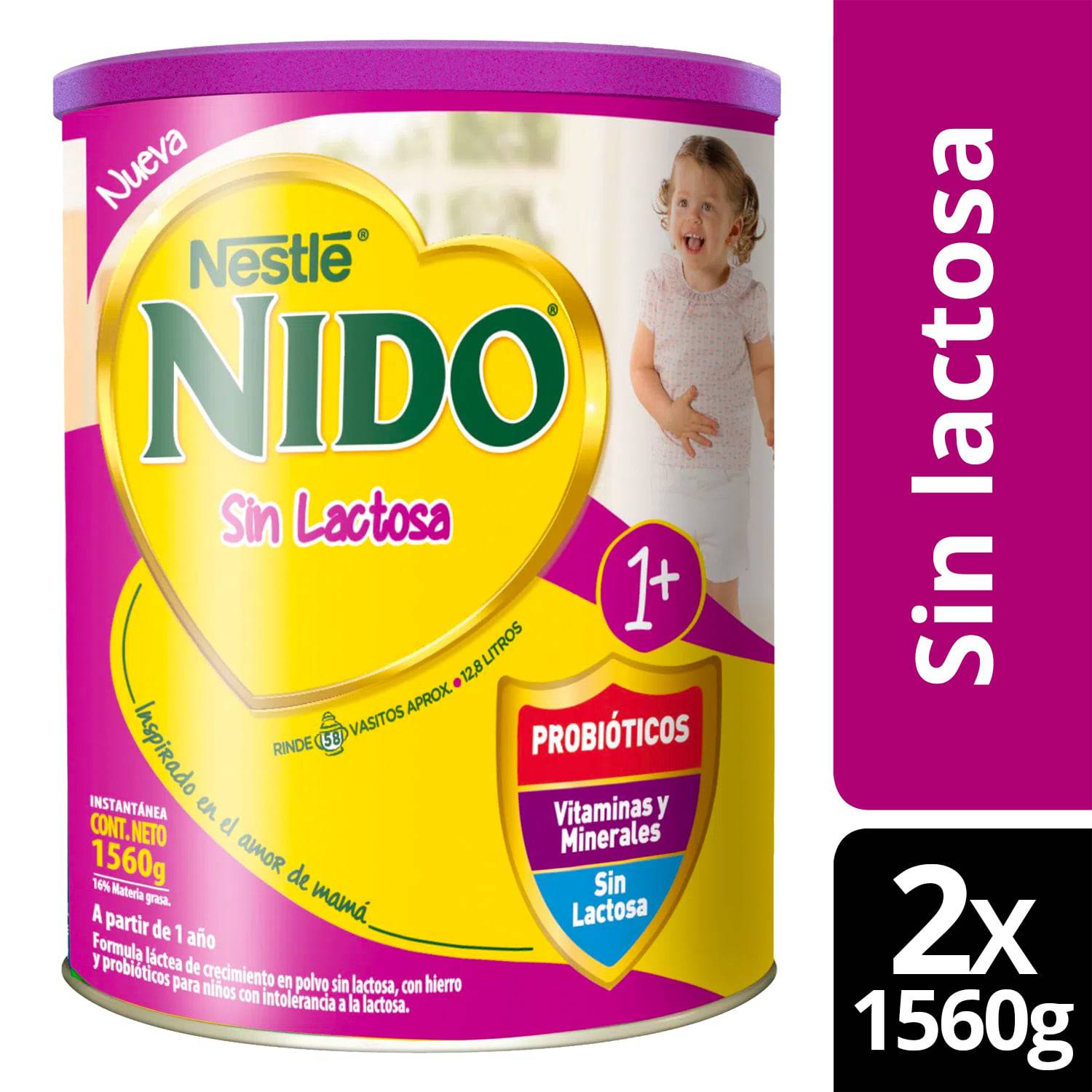NESTLE Fórmula Láctea NIDO® 1 Sin Lactosa 1560g X2 Uds