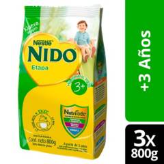 NIDO - Leche en Polvo NIDO® 3 Protectus® Avanzado Bolsa 800g X3
