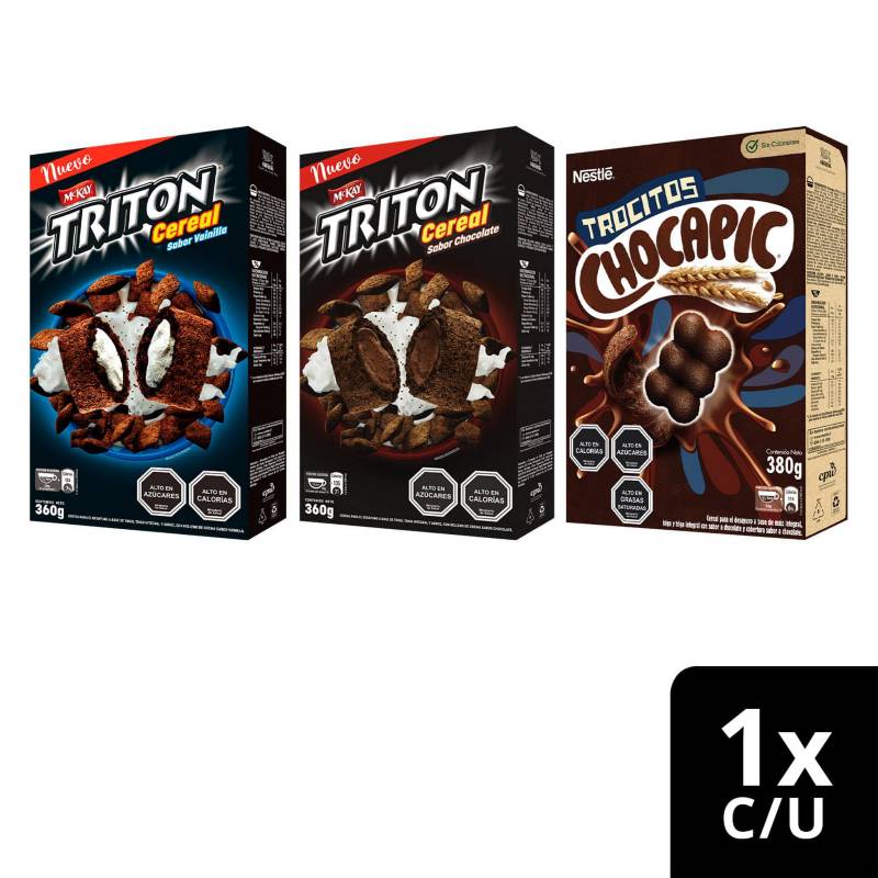 NESTLE - Cereal TRITON, TRITON chocolate y CHOCAPIC Trocitos X3 Cajas