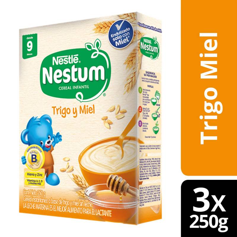 NESTLE - Cereal Infantil Nestum Trigo Y Miel 250G Pack X3