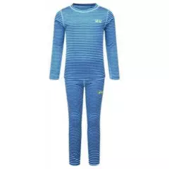KOZI KIDZ - Set primera capa rayada azul-celeste camiseta  calza larga