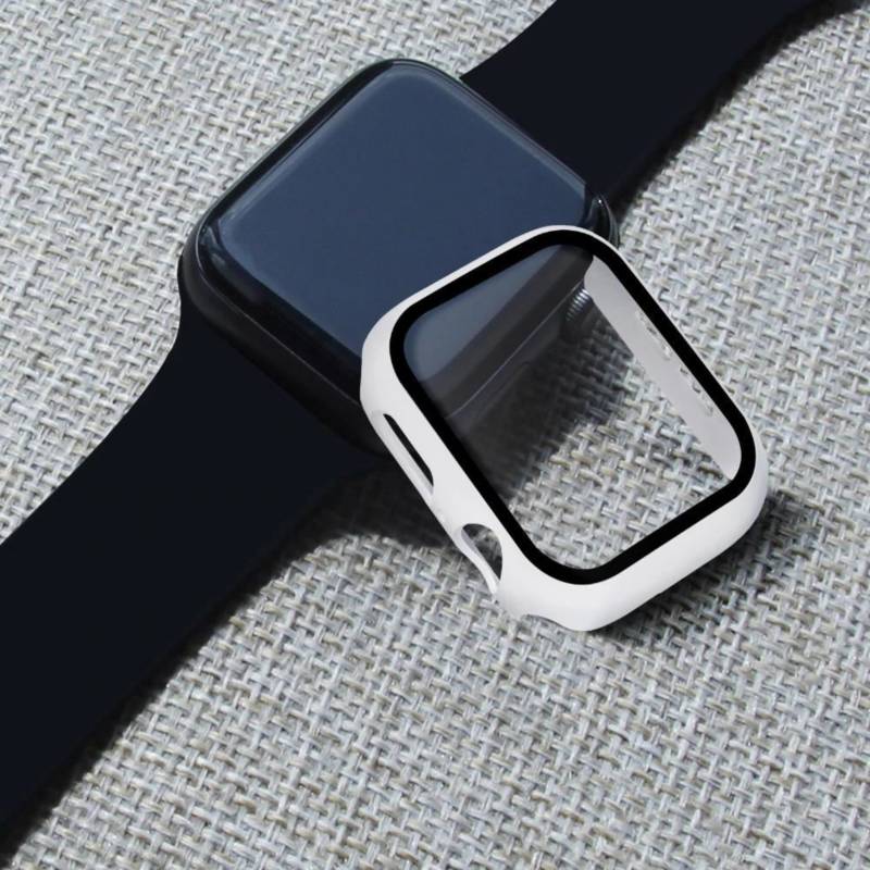GENERICO - Carcasa mas Glass Protector 360° Blanco Apple Watch 41 mm serie 7