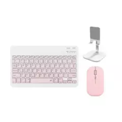 GENERICO - Kit De Teclado Bluetooth Con Ratón Soporte Teléfonotablet-rosado