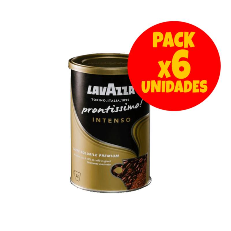 LAVAZZA - Pack 6x café italiano soluble Lavazza Prontissimo Intenso liofilizado en lata