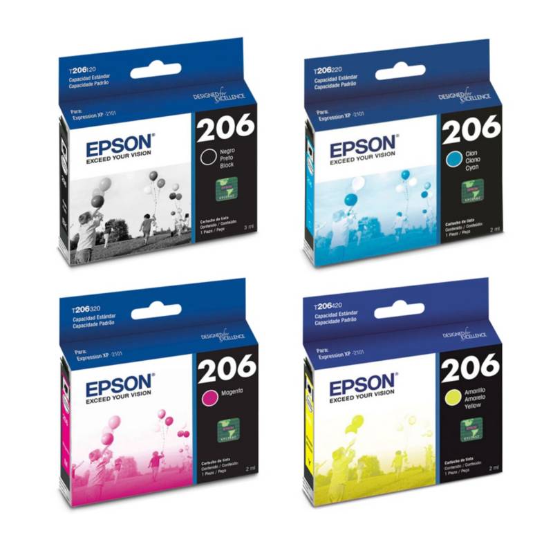 EPSON - 4 Tintas Epson Genuinas T206 bk/c/m/y Xp-2101 C/iva T206
