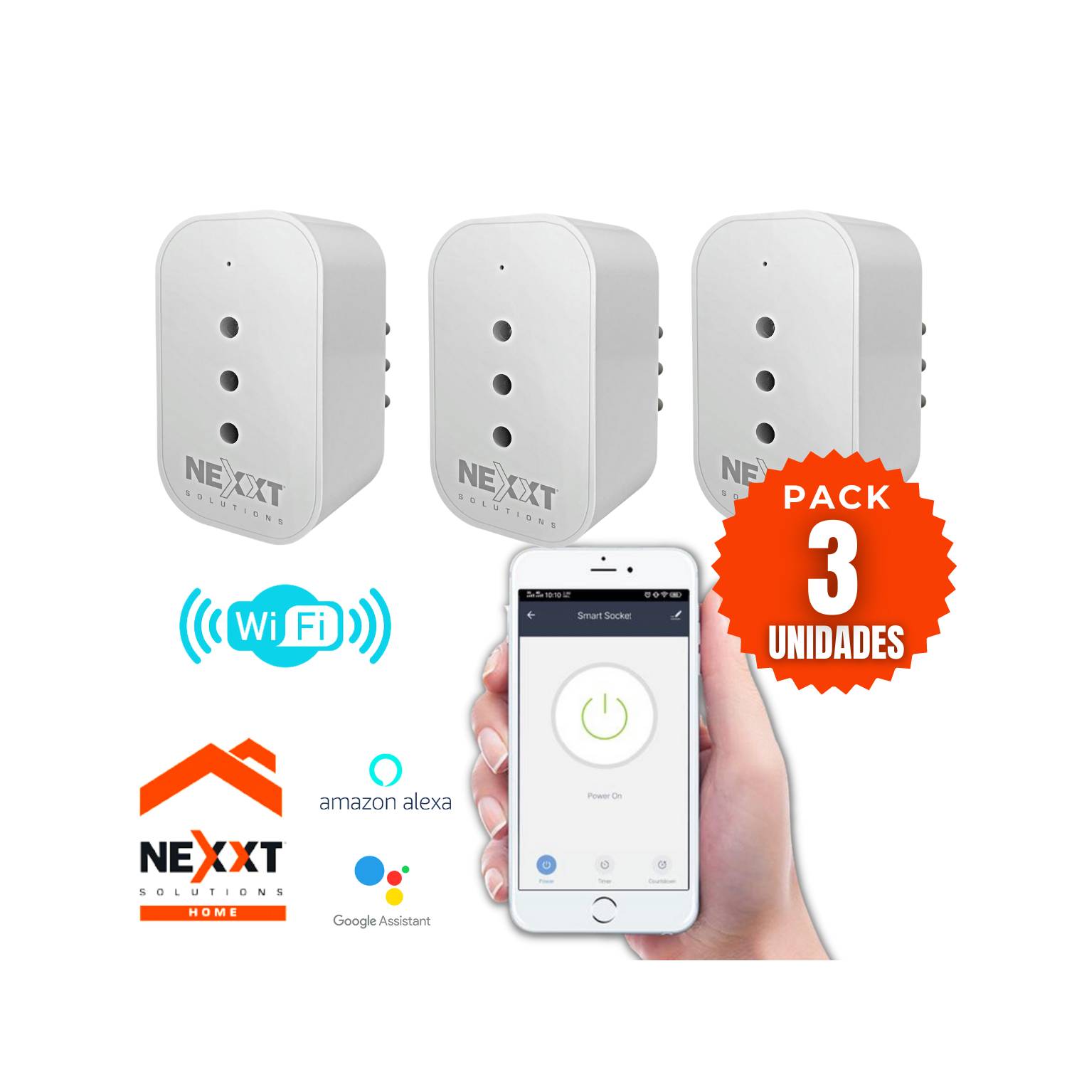 Enchufes inteligentes nexxt solutions nhp-s720 3 unidades wi-fi 220v  nhp-s7203pk nhp-s7203pk