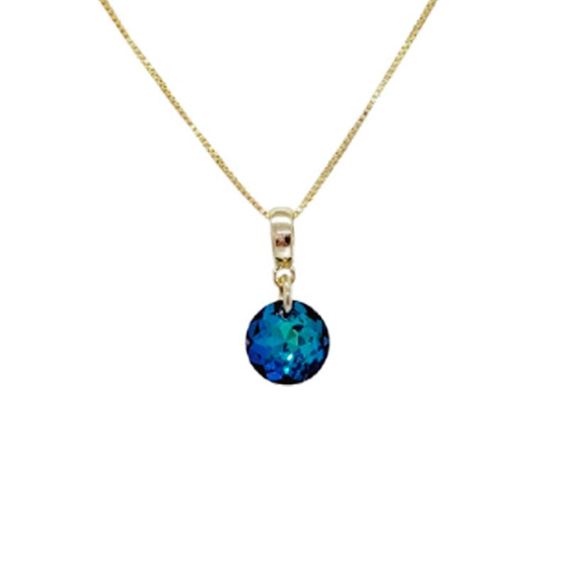 JOYAS MONTERO - Collar Bali Gold Cristal Genuino Bermuda Blue