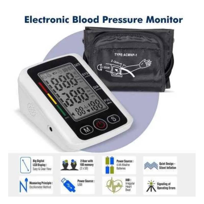 MEDIDOR DE PRESION ARTERIAL CON VOZ INTELIGENTE INCLUYE CABLE USB GENERICO