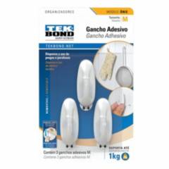 TEKBOND - Ganchos Adhesivos Plástico Onix Blanco M - 1kg 3un. Tekbond