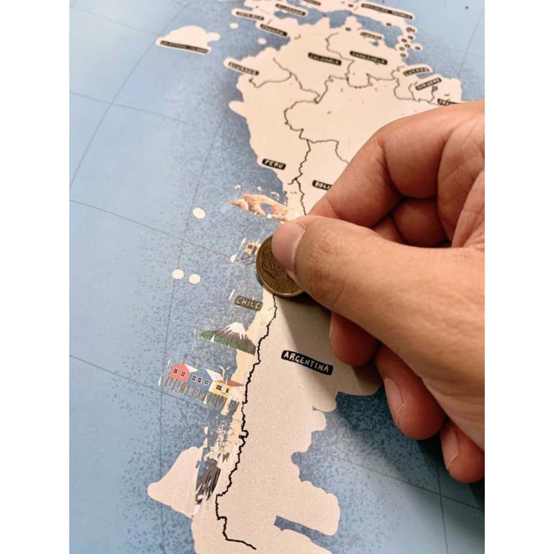 MAPPIN - Mapa Travelshot Raspable Plateado