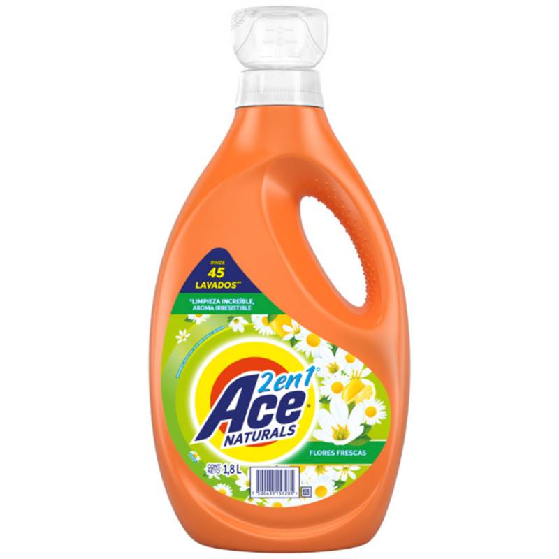 ACE - Detergente Líquido Ace Naturals 2 En 1 Flores Frescas 1.8L