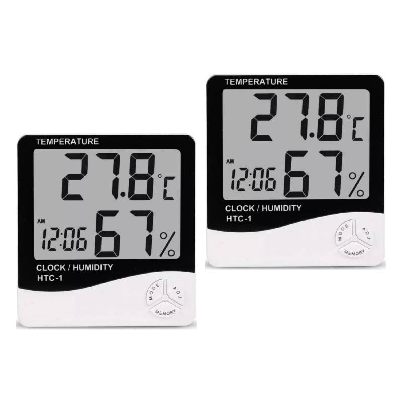 GENERICO - X2 Termohigrometro Digital Higrometro Reloj Temperatura Htc-2