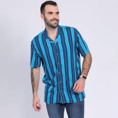 POTROS - Camisa Guayabera De Rayas Azul marino POTROS